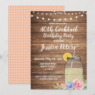 Birthday Party Floral Cocktail Summer Jar Invite