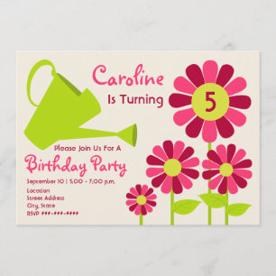 Birthday Party - Flower Garden & Watering Can Invitation