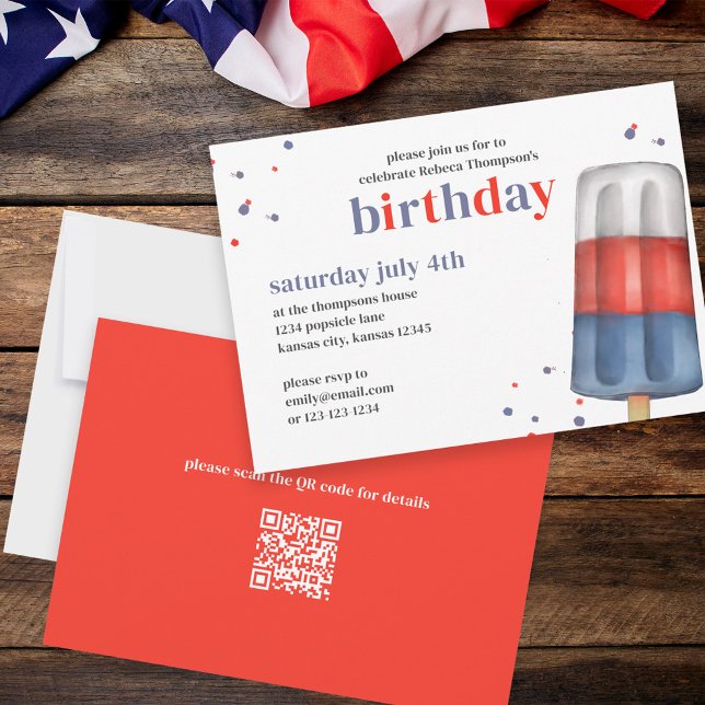 Birthday Party Fourth of July Custom Invitation (Creator Uploaded)