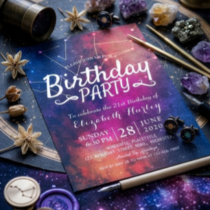 Birthday Party Galaxy Stars Nebula Constellations Invitation