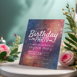 Birthday Party Galaxy Stars Nebula Constellations Invitation Postcard