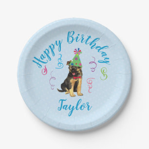 Birthday Party German Shepherd Paper Plate