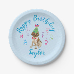 Birthday Party German Shorthaired Pointer Paper Plate