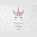 Birthday Party Girl with Unicorn & Name Tissue Paper<br><div class="desc">Make this Birthday Party Girl design with Unicorn your own personalising it with the name of the birthday girl! And why not to add the paper cups from the same collection along with the favour boxes? For a great coordinate unicorn theme! #party #girlparty</div>