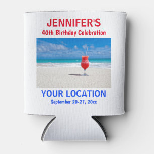 Birthday Party Girls Tropical Beach Trip Can Cooler