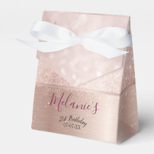 birthday party glitter rose gold metallic name favour box