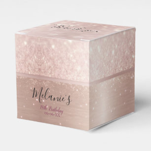 Birthday party glitter rose gold metallic name favour box