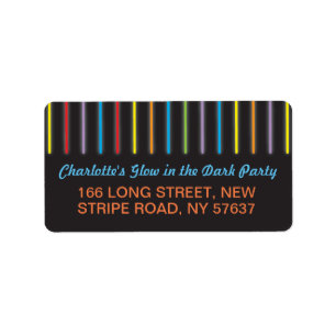 Birthday Party Glow in the Dark Labels Address