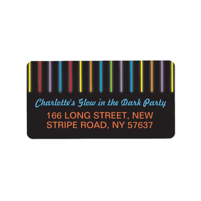 Birthday Party Glow in the Dark Labels Address (Front)