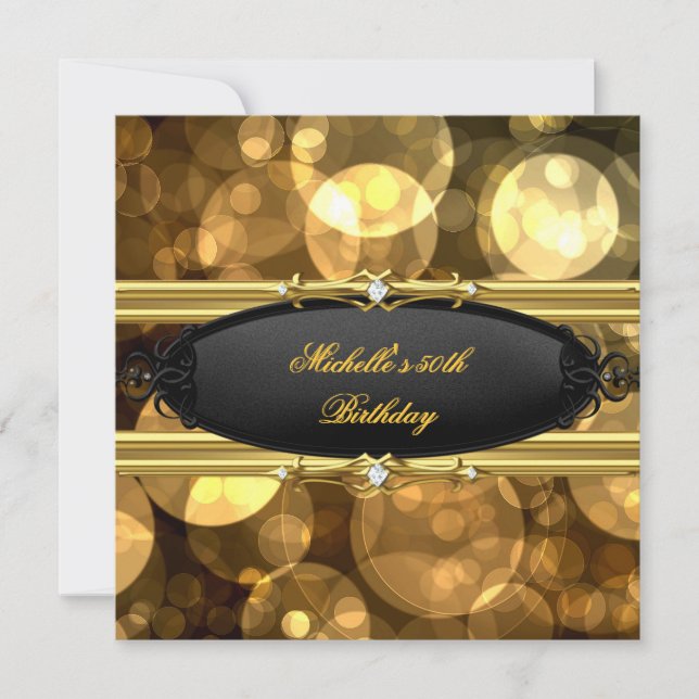 Birthday Party Gold Black Diamond Invitation (Front)
