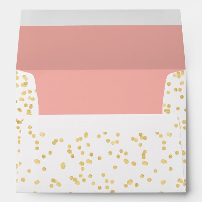 Birthday Party Gold Faux Foil Confetti Blush Pink Envelope (Back (Bottom))