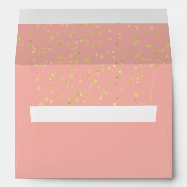 Birthday Party Gold Faux Foil Confetti Blush Pink Envelope (Back (Bottom))