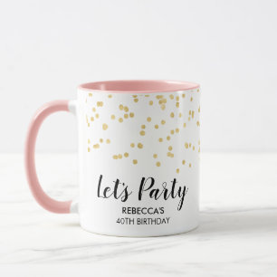 Birthday Party Gold Faux Foil Confetti Custom Name Mug