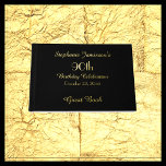 Birthday Party Gold FOIL on Black Cover Memory Guest Book<br><div class="desc">This Personalised Birthday Party Guest/Sign-In Book is decorated with trendy gold,  silver,  or rose FOIL text on black cover. Default says "90th Birthday",  but it is easy to personalise name and age,  just change or delete example text.  All Rights Reserved © 2024 Alan & Marcia Socolik.</div>