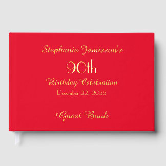 Birthday Party Gold FOIL on Red Memory Guest Book