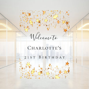 Birthday party gold stars welcome window cling
