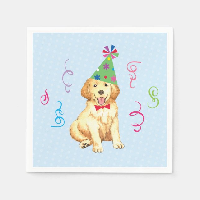Birthday Party Golden Retriever Napkin (Front)