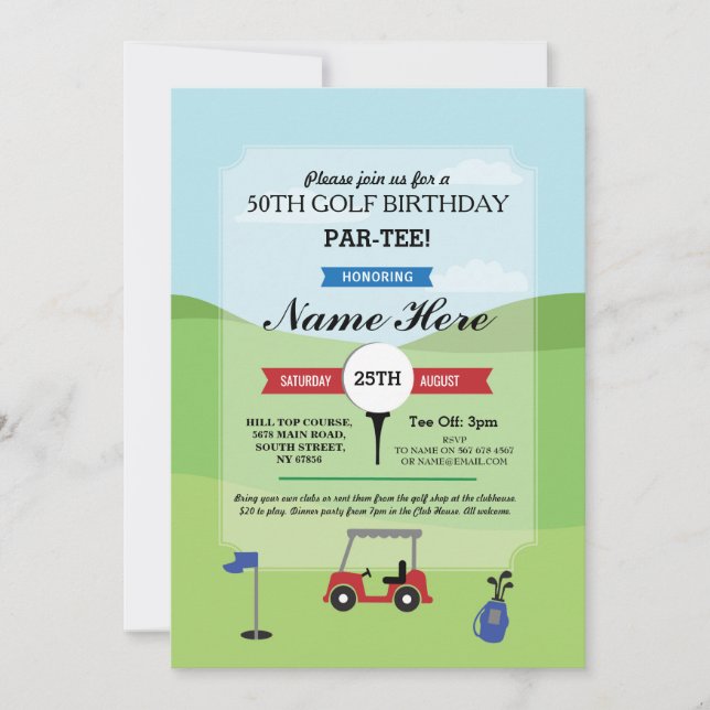 Birthday Party Golf Any Age Golfing Invitation (Front)