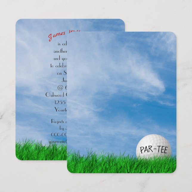 Birthday Party Golf theme Invitation (Front/Back)