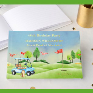 Birthday Party Golf Theme Real Gold Foil  Guest Book