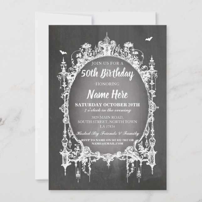 Birthday Party Gothic Frame Invite Halloween (Front)
