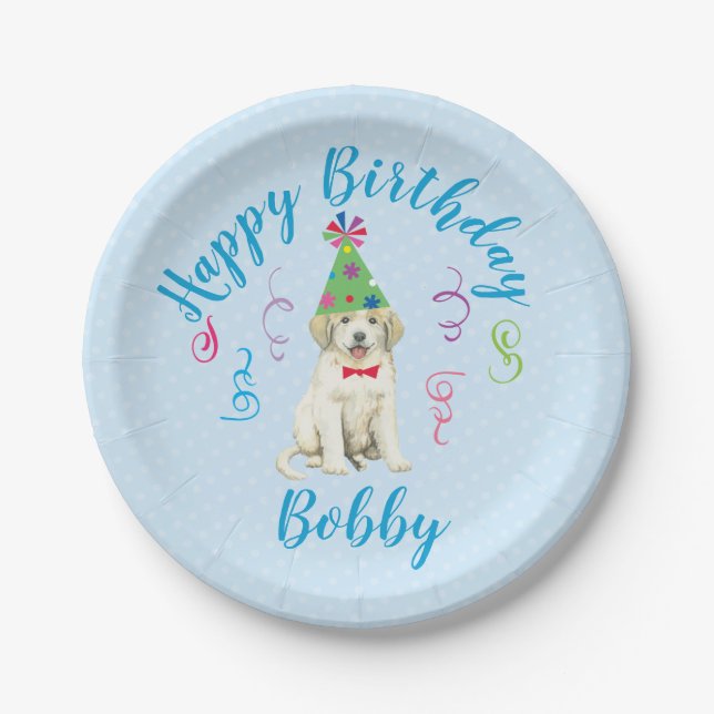 Birthday Party Great Pyrenees Paper Plates (Front)