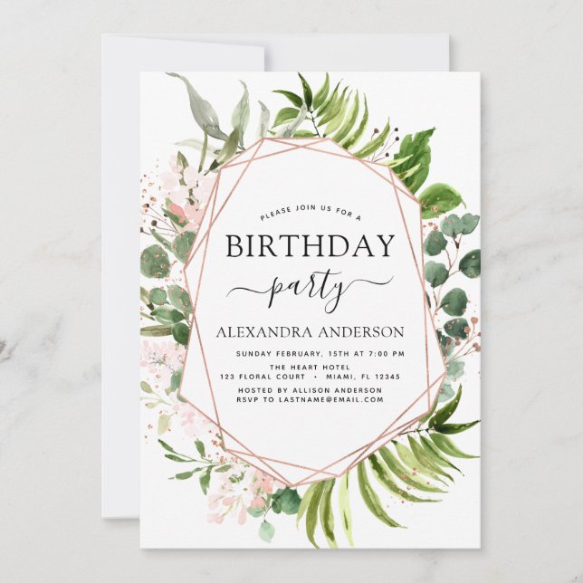 Birthday Party Greenery Eucalyptus Botanical Invitation (Front)