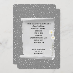 Birthday Party grey and pin dot Invitation