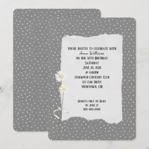Birthday Party grey and pin dot Invitation