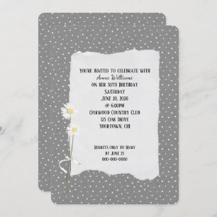 Birthday Party grey and pin dot Invitation