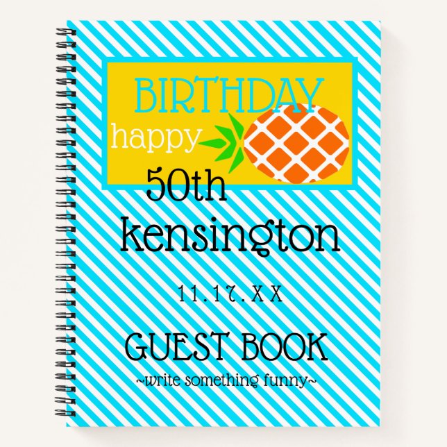 Birthday Party Guest Book Pineapple With Age | (Front)
