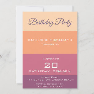 Birthday Party-Harvest Palette- Invitation