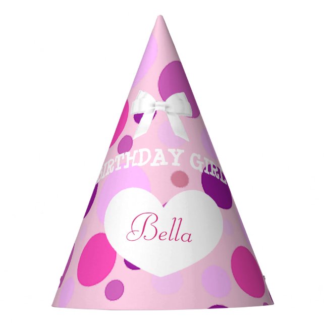 Birthday Party Hat Birthday Girl PInk and Purple (Front)