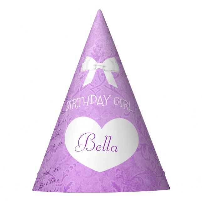 Birthday Party Hat Birthday Girl Purple Bow (Front)