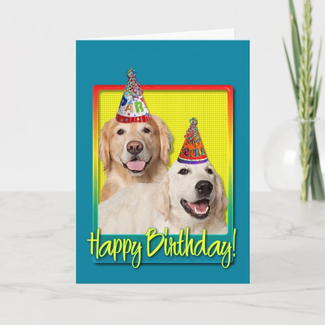 Birthday Party Hat - Golden Retriever Tebow Corona Card (Front)