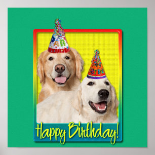 Birthday Party Hat - Golden Retriever Tebow Corona Poster