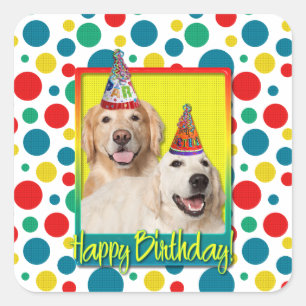 Birthday Party Hat - Golden Retriever Tebow Corona Square Sticker