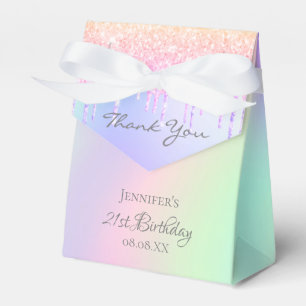 Birthday Party holographic glitter thank you Favour Box