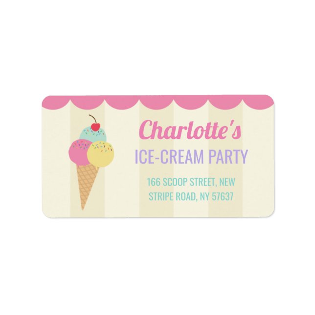 Birthday Party Ice-Cream Parlour Address Labels (Front)