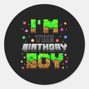 Birthday Party Im The Birthday Boy Game Pixel Boy  Classic Round Sticker