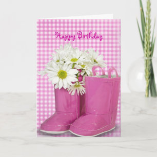 birthday party in pink boots card