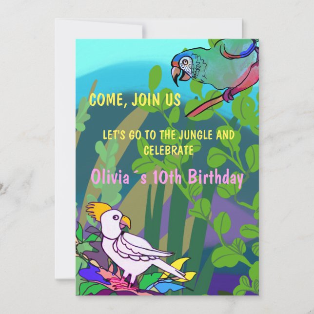Birthday party in the jungle invitation (Front)