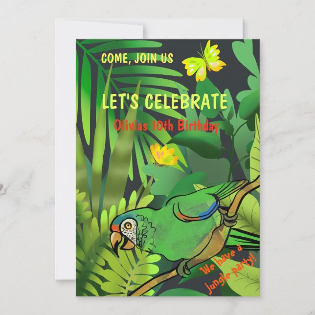 Birthday party in the jungle invitation (Front)