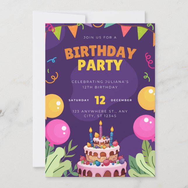 birthday party invitation (Front)