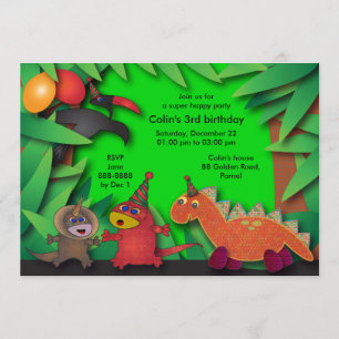 Birthday Party Invitation: 035 Dinosaurs & Friends Invitation