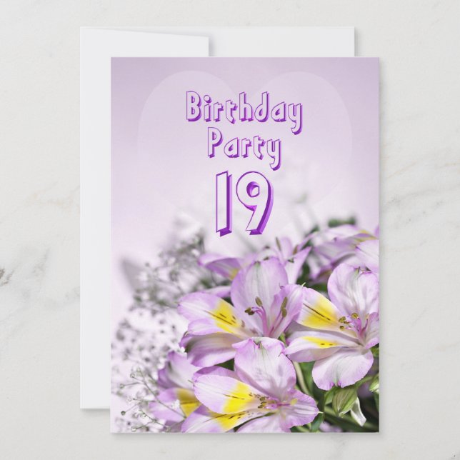 Birthday party invitation 19 years old (Front)