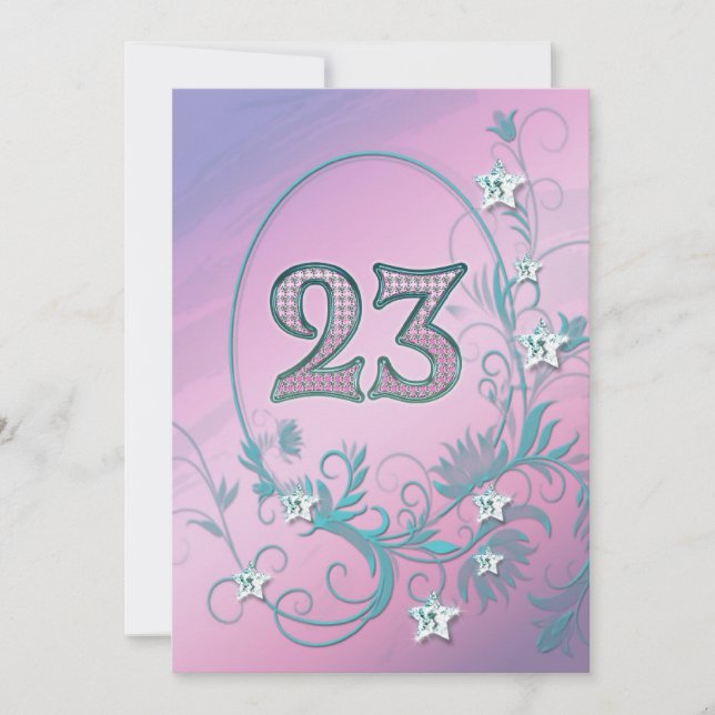 Birthday party invitation 23 years old (Front)