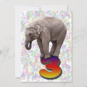 Birthday party invitation 3, with happy elephants