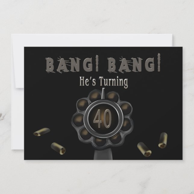 BIRTHDAY PARTY INVITATION - 40TH - BANG Pewter (Front)
