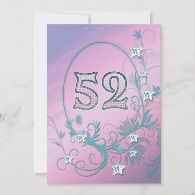 Birthday party invitation 52 years old (Front)